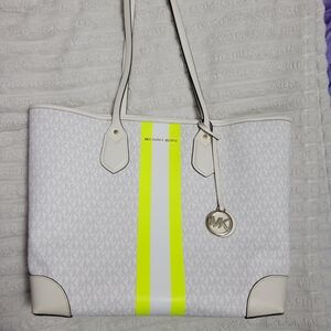 Michael Kors White and Yellow Tote Bag